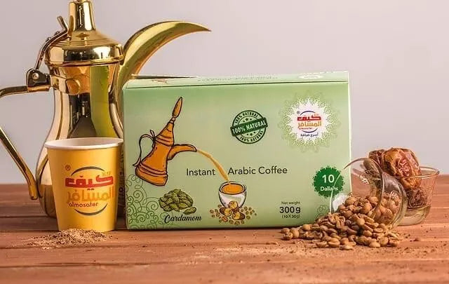 Kif Almosafer Instant Arabic Coffee saffron and cardamom قهوة كيف المسافر قهوة كيف المسافر هيل زعفران تكفى عشر دلات